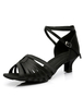 Sandalen Schwarz lateinamerikanische Tänze ausgeschnitten Satin Heels für Frauen