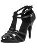 Sandalen Schwarz Tanz ausgeschnitten Satin Heels für Frauen