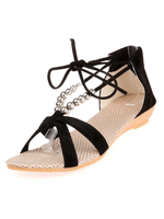 Sandalen Suede Textile mit Perlen-Applikation im casualen Stil für Sommer in Schwarz Sandalen für Damen