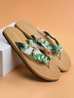 Sandalenpantoffeln Flip Flops Grüne Satin bedruckte schicke Sandalenpantoffeln