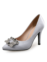 Satin Abendschuhe Blau Spitze Strass High Heels Damen Party Schuhe