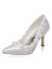 Satin Brautschuhe Elfenbein Spitz Perlen Pfennigabsatz 3;1 "Brautschuhe