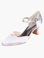Satin Brautschuhe Ivory Hochzeitsschuhe mit Riemchen