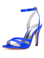 Satin Brautschuhe Lila Open Toe Knöchelriemen Brautschuhe Sandalen mit hohem Absatz