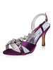 Satin Brautschuhe Open Toe Strass Pfennigabsatz Brautschuhe Hochzeitsgast Schuhe