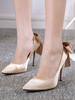 Satin High Heels 2020 Frauen Spitz Strass Bow Slip On Pumps