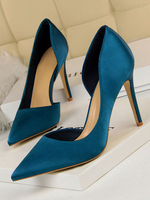 Satin High Heels Damen Spitzschuh Strass Slip On Pumps Dress Schuhe