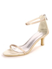 Satin Hochzeit Champagner Open Toe Schnalle Kätzchen Absatz Braut Brautjungfer Schuhe