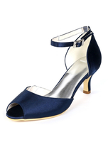 Satin Hochzeit Gast Schuhe Peep Toe Plus Size Kitten Heel Mutter der Braut Schuhe