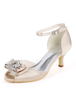 Satin Hochzeit Schuhe Peep Toe Strasssteine ​​Bow Plus Size Mutter der Braut Schuhe Kitten Heel Brautschuhe