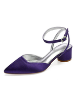 Satin Hochzeitsgast Schuhe Spitzschuh Slingbacks Chunky Heel Brautjungfer Schuhe Brautschuhe