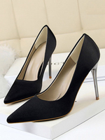 Satin Kleid Schuhe Schwarz Spitz Stöckel Absatz Party Schuhe Frauen High Heels