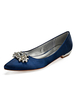 Satin Mutter Schuhe 2021 Dark Navy Spitze Strasssteine Schlüpfen Eben Braut Schuhe Hochzeit Gast Schuhe