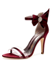 Satin Mutter Schuhe Burgund Open Toe Strass Bow Ankle Strap Hochzeitsschuhe