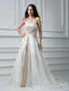 Satin Prom-Brautkleid mit Herz-Ausschnitt und Perlen in Weiß; mit Kapelle-Schleppe