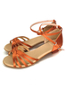 Satin Tanzschuhe Orange Offene Spitze Criss Cross Latin Dance Schuhe Ballsaal Tanzschuhe für Kinder