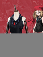 Schamanen König Anna Kyoyama Cosplay Kostüm Schwarz Kurzes Kleid Stirnband Halskette Armband 4-teiliges Set Kostüm Komplettset