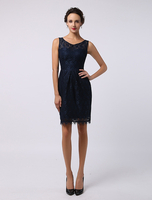Schatz-Knielanges Brautjungfer Spitzenkleid Kleider für Hochzeitsgäste