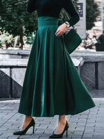 Schaukelrock Frauen Hunter Green Natural Waist Maxirock