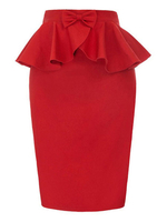 Schößchen Bodycon Rock Red Ruffle Bow Frauen Midi Rock