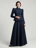 Schößchenjacke mit Puffärmeln und Maxirock viktorianischer Stil Wollmischung Set für Damen 2025