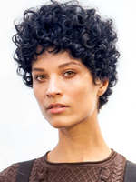Schicke Afro Frauen Synthetische Perücke in Schwarz Lockenhaar für Openair