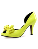 Schicke Peeptoes aus Lack-PU im Slip-On Style mit Schleife und Kelch Absätzen