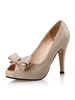 Schicke Peeptoes aus Lack-PU im Slip-On Style mit Schleife und Stilettos