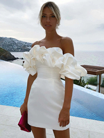 Schickes Cupcake-Kleid trägerlos Schlitz Minikleider für Geburtstagspartys