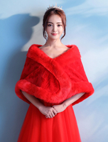Schickes Hochzeit Cape Angorawolle mit Knöpfen in Rot