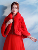 Schickes Hochzeit Cape Angorawolle mit Pagodenärmeln und langen Ärmeln in Rot