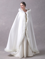 Schickes Hochzeit Cape Satingewebe mit Schnüren in Elfenbeinfarbe