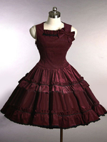 Schickes Lolita Kleid 100% Baumwolle mit Schleife gotisch Glutrot