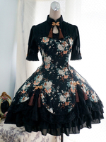 Schickes Lolita Kleid mit halben Ärmenln Chinesische Stil in Schwarz Lolita Rock 2021