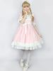 Schickes Lolita Kleid mit Rundkragen und kurzen Ärmeln im ROCOCO Stil und Rüschen in Rosa