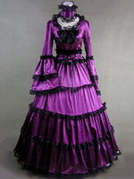 Schickes Lolita Kleid mit Rundkragen und langen Ärmeln im viktorianischen Ära und Rüschen