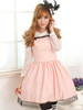 Schickes Lolita Kleid mit Spitzen und breiten Trägern in Rosa