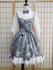Schickes Lolita Kleid mit Stehkragen und Dreiviertelärmeln im süßen und hübschen Style und Schleife und Light Blue