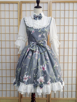 Schickes Lolita Kleid mit Stehkragen und Dreiviertelärmeln im süßen und hübschen Style und Schleife und Light Blue