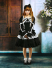 Schickes Lolita Kleid mit weißer Spitze und Schleife in Schwarz