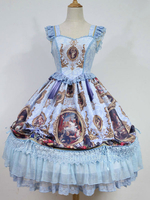 Schickes Lolita Kleid Polyester mit Herz-Ausschnitt und Rüschen im ROCOCO Stil
