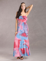 Schickes Maxikleid mit Spghettiträgern und Rüschen