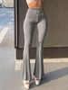 Schlaghose Grau Polyester Hohe Taille Schlaghose Lycra Spandex Hose