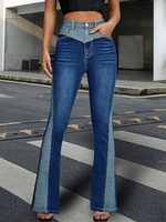 Schlagjeans für Damen zweifarbig Y2K-Stil blaue Schlagjeans 2025