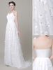 Schmetterling Hochzeitskleid Illusion Hals Gericht Zug a-Line Chiffon Brautkleid Milanoo