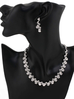 Schmuck Set Hochzeit Ohrringe Halskette Silber Braut Accessoires