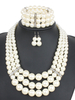 Schmuck-Sets Ecru White ABS-Legierung Imitation Pearl Pierced 3-teiliges geometrisches Schmuckset