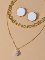 Schmuck-Sets Imitation Pearl 2-teilige Kettenhalskette und Ohrringe