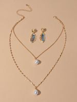 Schmuck Sets Layered Chain Halskette und Ohrringe