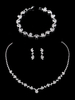 Schmucksets Silber Karabinerverschluss Metall Strass Durchbohrt 3-teiliges Schmuckset